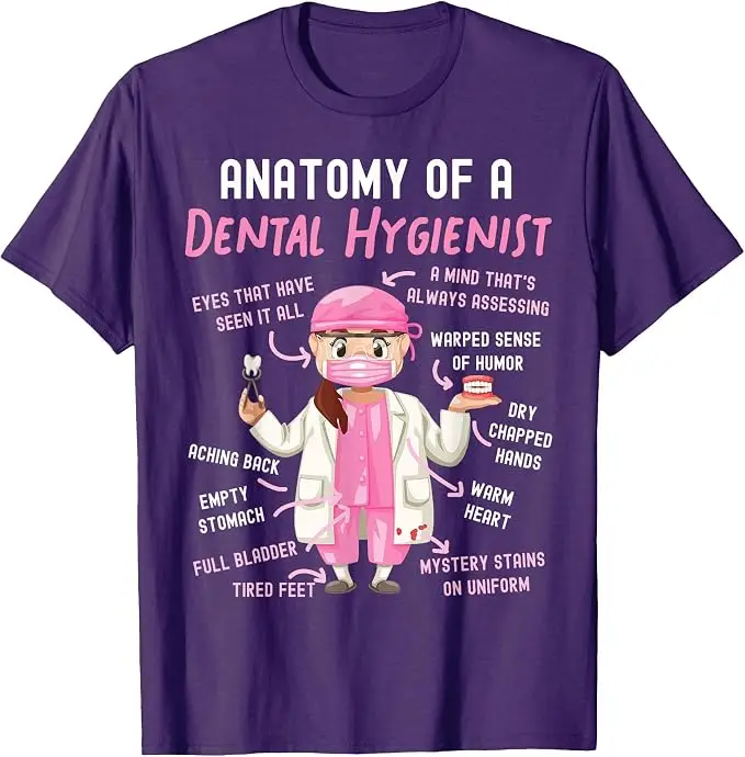 Dentalhygieniker Anatomie T-Shirt Y2k Lustiges Zahnarzt HS0 Grafik Spruch T-Shirt Humor Zahnärzte Personalisierte Weiche Baumwollkleidung – Detail 12