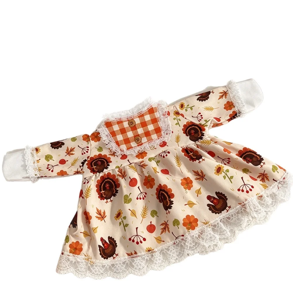 Orange Turkey Floral Dress Pet Costume For Goose Thanksgiving Day Adjustable Polyester Holiday Ornament Wear