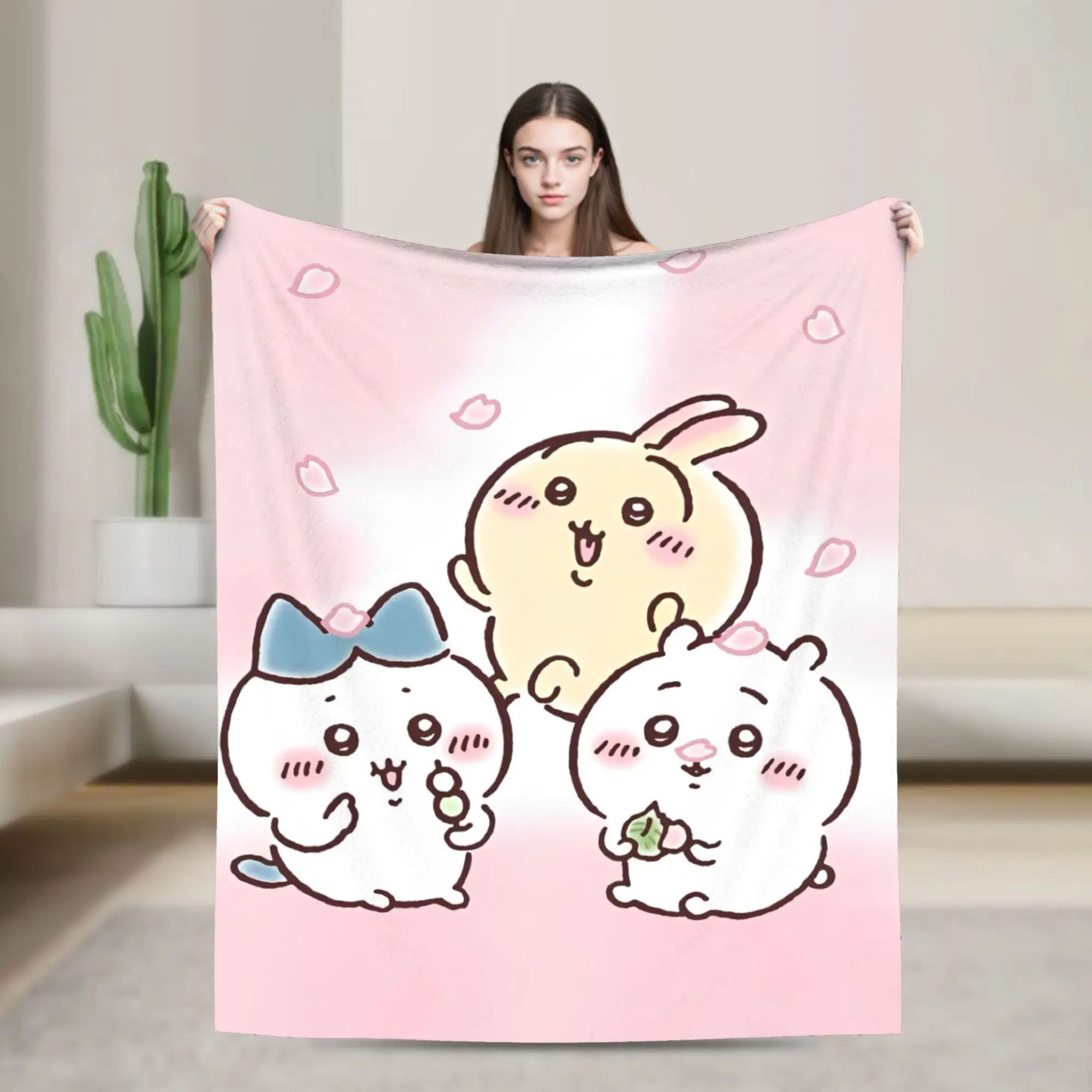 

Cute Cartoon Manga C-Chiikawaa Flannel Throw Blankets Blanket for Sofa Travel Super Warm Bedding Throws,