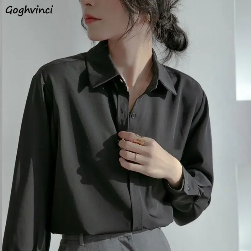 

Shirts Women Basic Fashion Spring Design Long Sleeve Shirt Simple Office Ladies Cozy Elegant All-match Ulzzang Streetwear Chic
