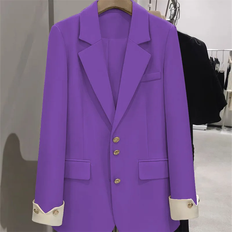 Blazer de moda para mujer, bloque de Color, manga larga, Ropa de Trabajo de negocios para mujer, chaqueta de traje Formal, abrigo de primavera y otoño, prendas de vestir exteriores para mujer