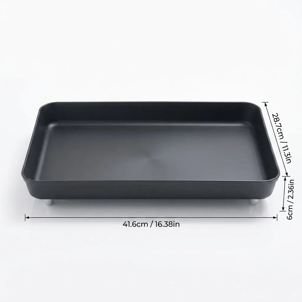 Make-up organizer, opbergbak voor op het kaptafeltje, badkamerbak, plastic met houtnerf, parfumhouder, opbergrek voor cosmetica, metalen poten.