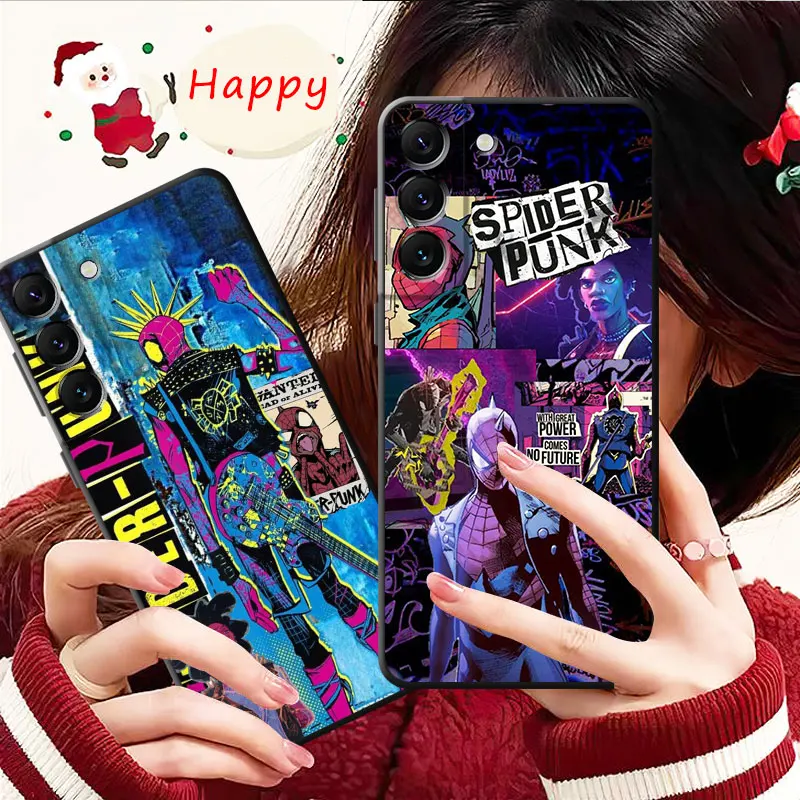 Phone Case For Samsung Galaxy S24 S23 S22 S21 S20 FE Ultra S10 Plus Note 20Ultra 10Plus Marvel Spider Punk Hobie Brown Cover