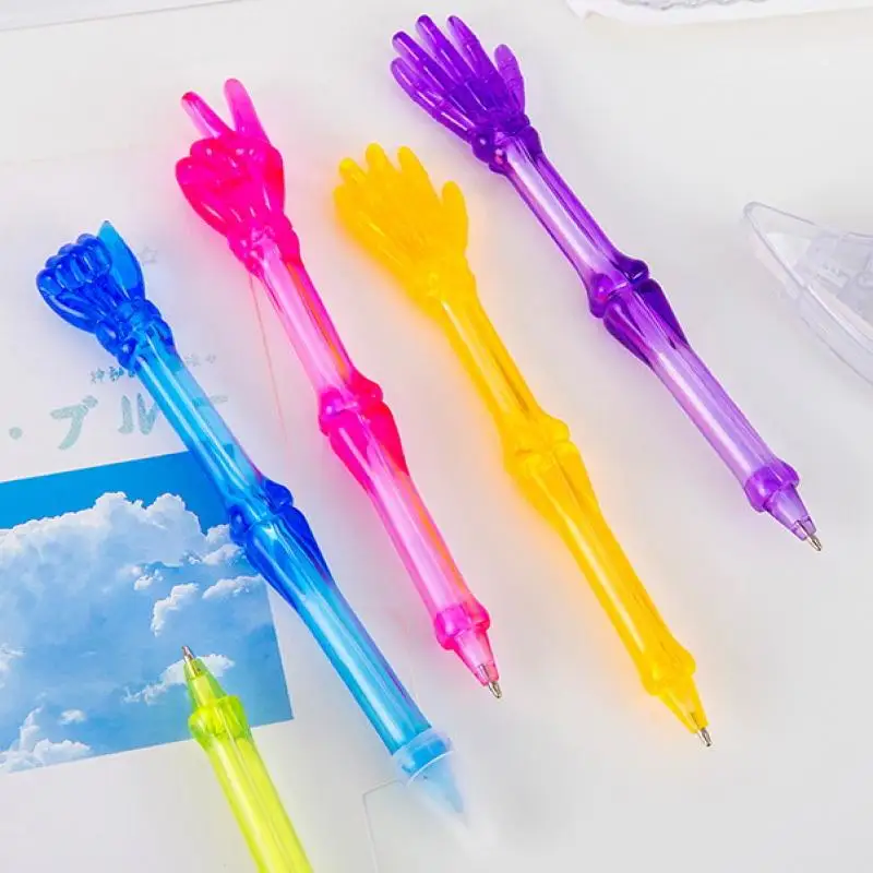 

1/6 шт. 0,5 мм шариковая ручка, мультяшный дизайн жестов, для офиса, школы, канцелярские принадлежности в подарок