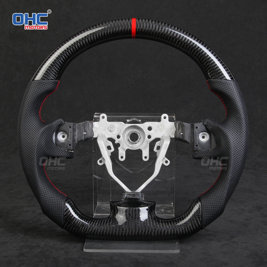 OHC For Subaru WRX 2008 2009 2010 2011 2012 2013 2014 Carbon Fiber Customized Steering Wheel Punched leather No Airbag