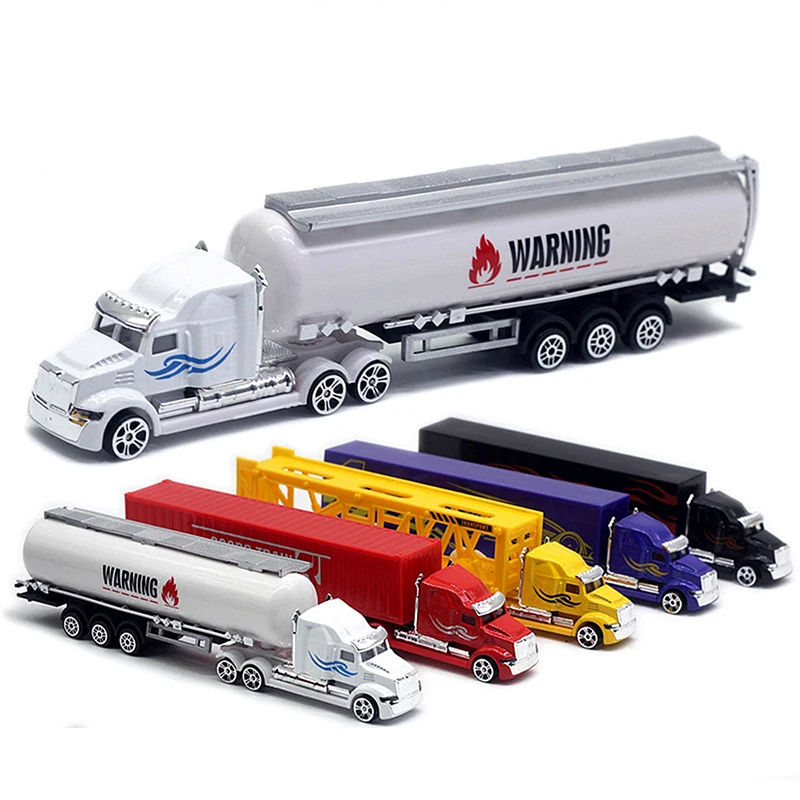 

Diecast Alloy 1:87 Scale Container Oil Tank Trailer Scene Truck Car Model Children Classic Collection Toy Souvenir Gifts Display