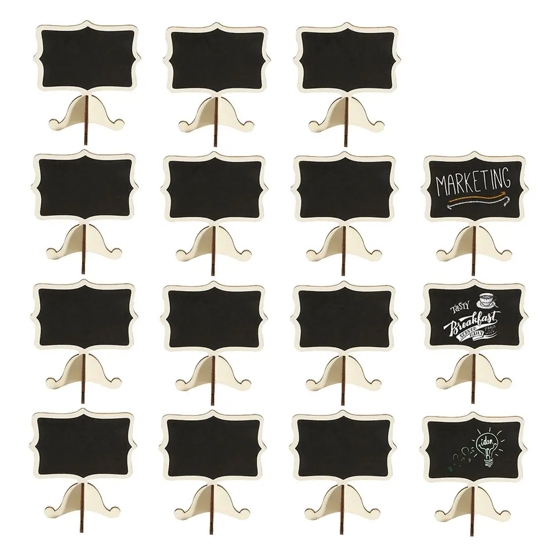 15 Pack Mini Chalkboards Place Cards with Easel Stand - Wood Rectangle Small Chalkboard Signs for Wedding, Birthday Parties,