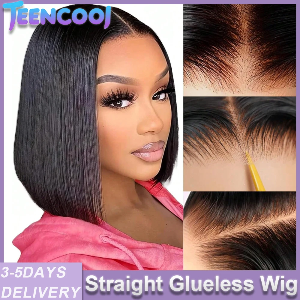 

13x6 13x4 Lace Frontal Wigs Silky Straight Human Hair HD Lace Front Bob Wigs Pre Cut Glueless Straight Bob Wigs Ready to Go