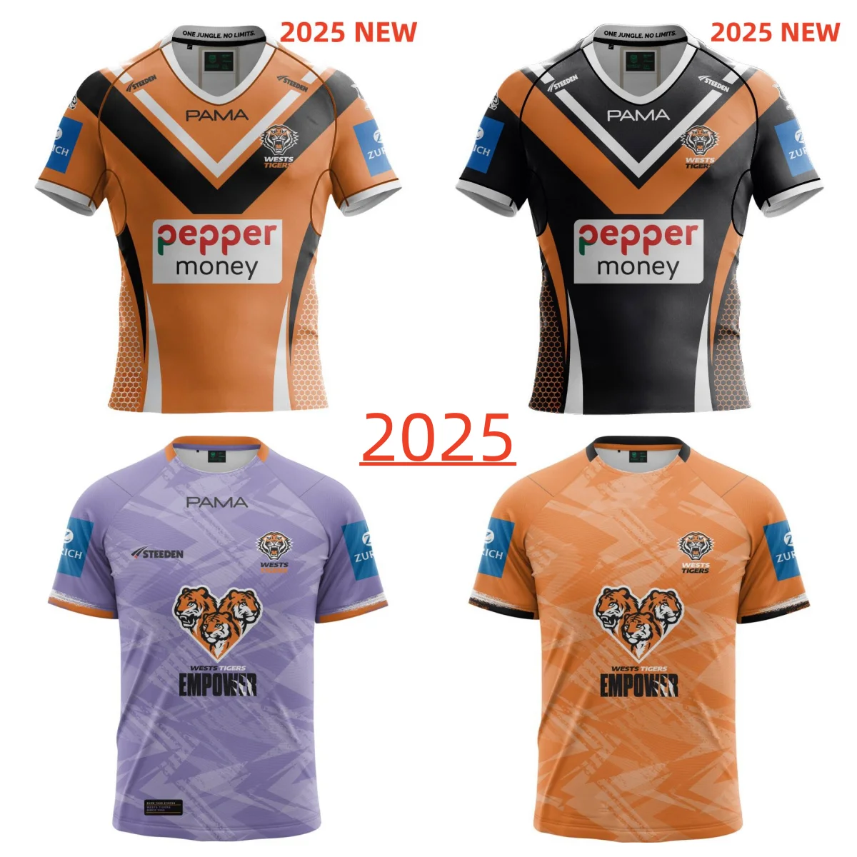 

МУЖСКАЯ ДОМАШНЯЯ ТРИКОТАЖА Wests Tigers 2025 / Животные Tigers 2025 Coaches Рубашка-высокое качество