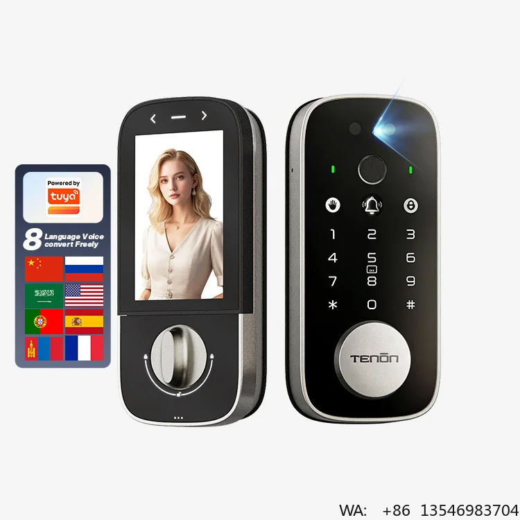 Custom Electronic Fingerprint Smart Door Lock Fashion Digital Tuya App Home Security Code Memory/Password Smart Lock