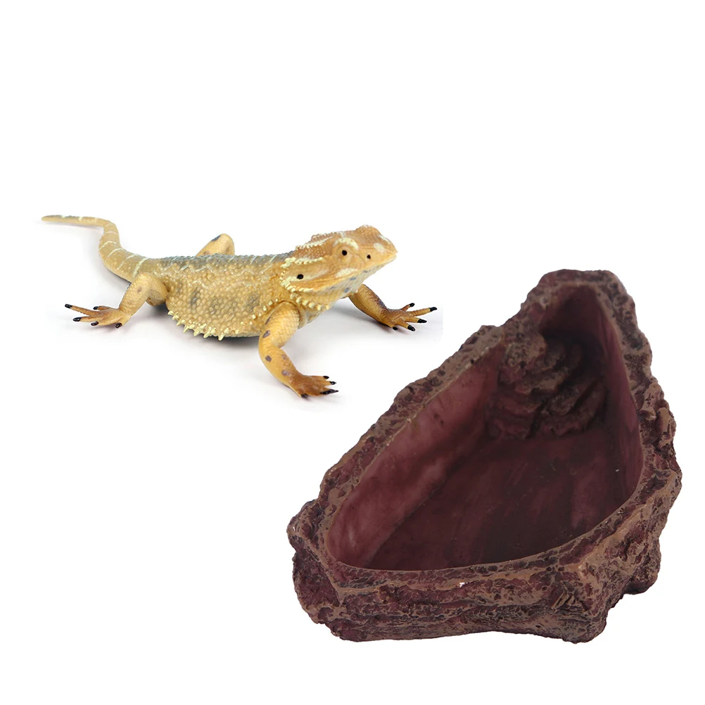 

Resin Bowl Pets Feeding Basin Reptile Food Water Dish Aquarium Breeding Tray lizard frog spider small reptile imitation tree
