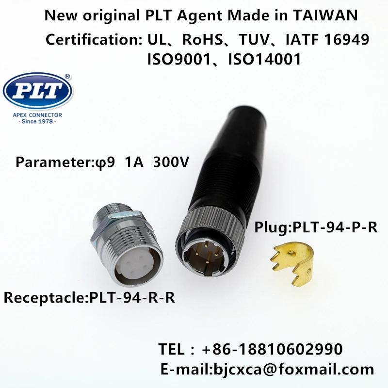 PLT-94-R-R&PLT-94-P-R APEX Made inTAIWAN M9 4Pin 1A Male Female Micro Circular Aviation Socket Plug Panel Connector UL RoHS TUV