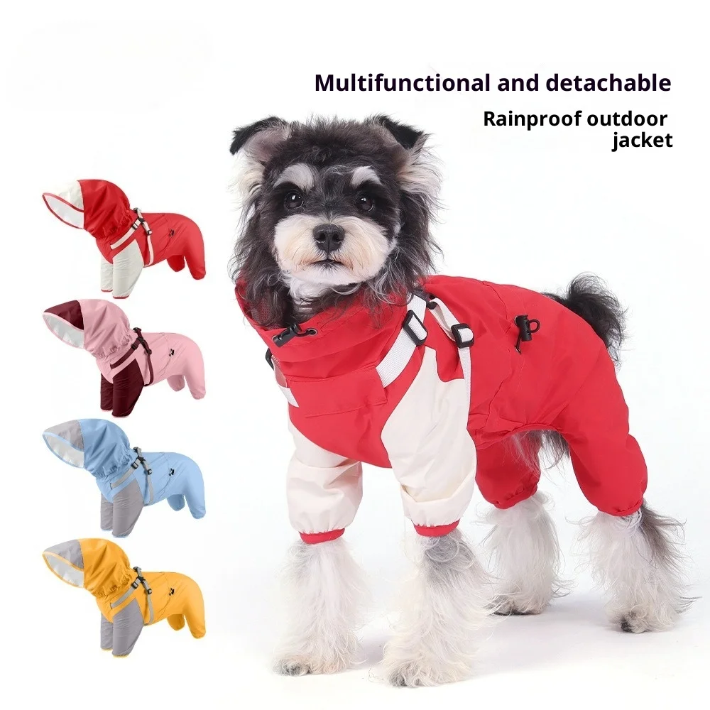 

Pet Dog Waterproof Coat Puppy Hooded Jacket for Rainy Day Outdoor Dog Raincoat Reflective Clothes for Small Medium Large Dogs