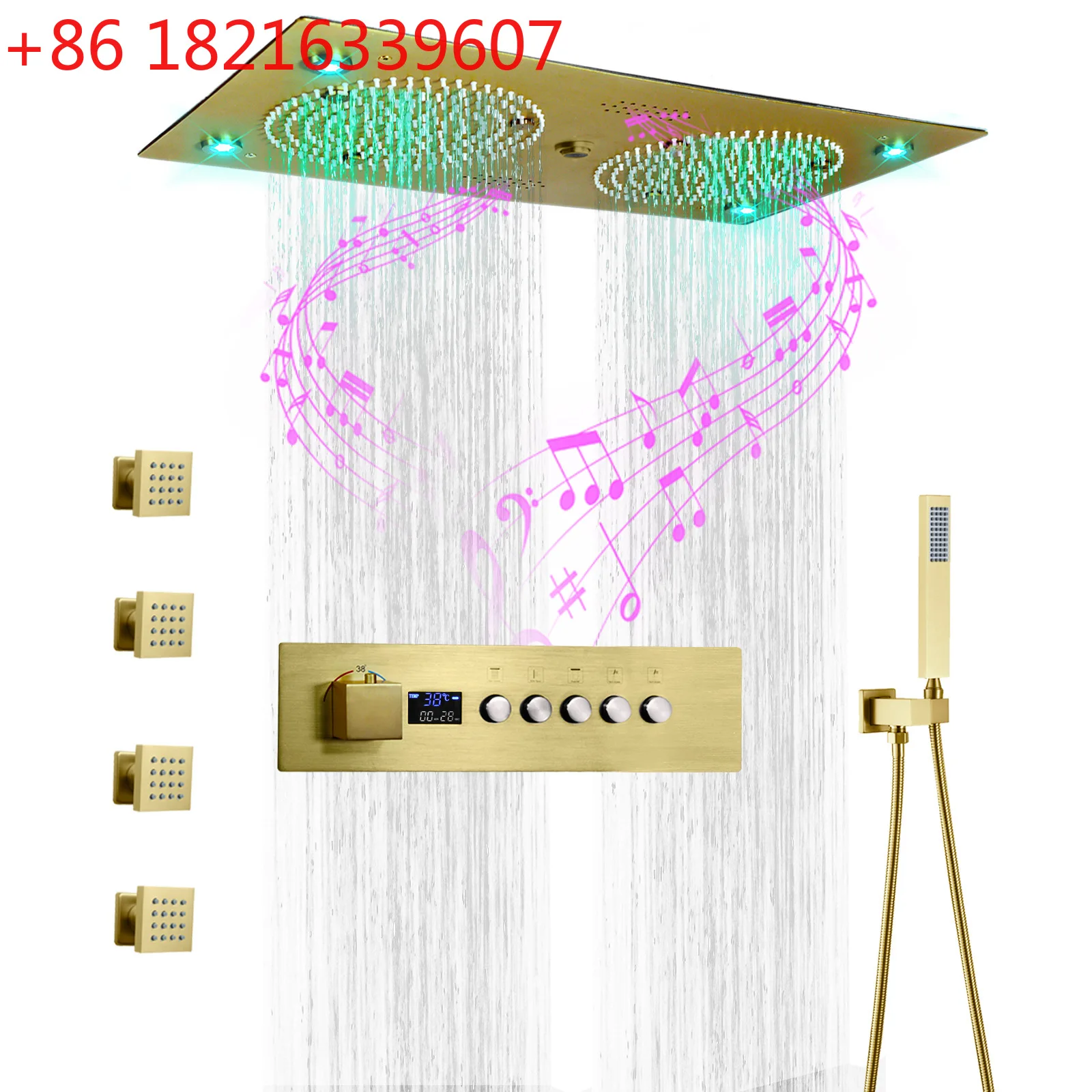 Laskin 620 * 320mm concealed LED music shower set bathroom constant temperature LED digital display