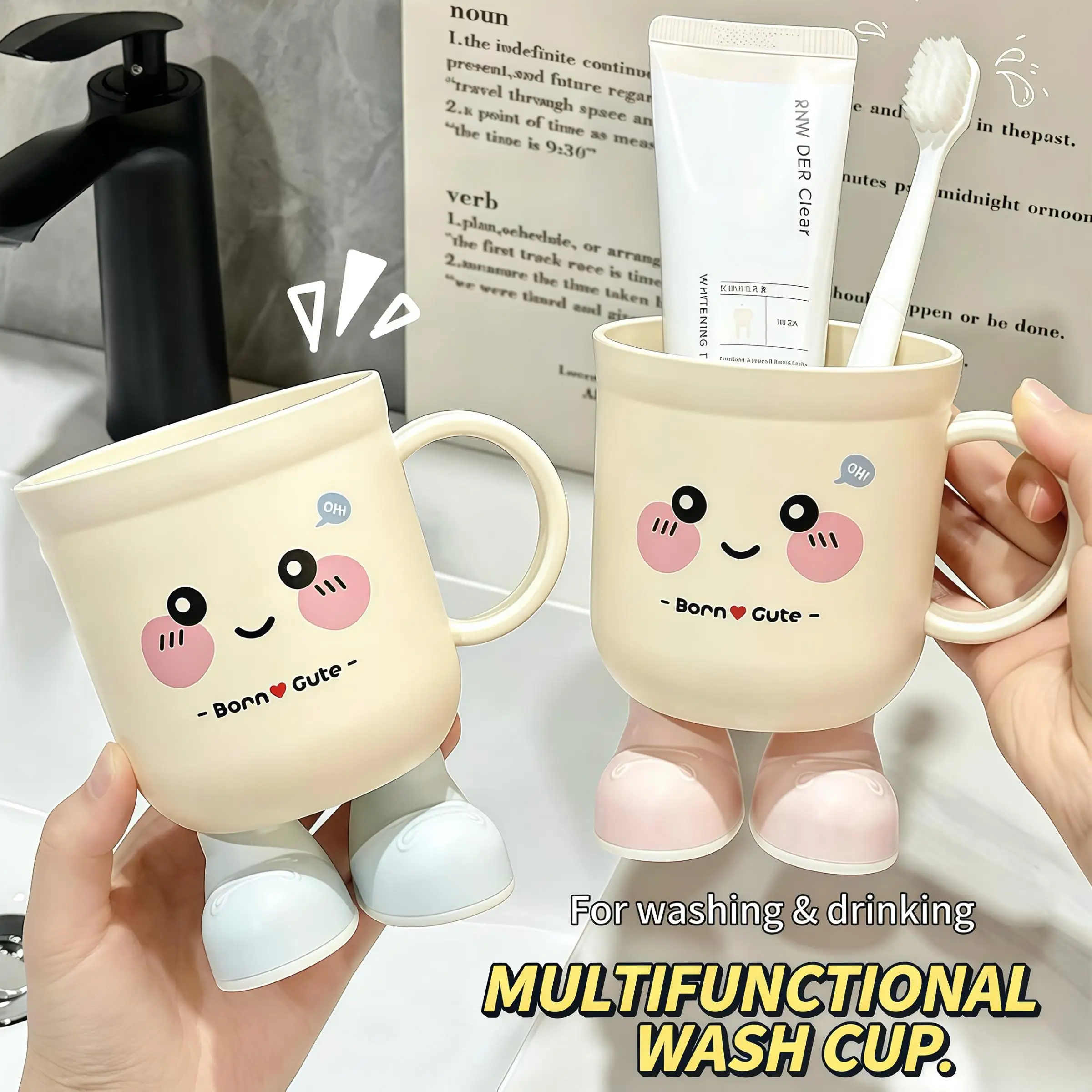 Creative couple toothbrush cup, cute wash cup for home or student dorm, mouth rinse cup, tooth tool holder, brushing cup