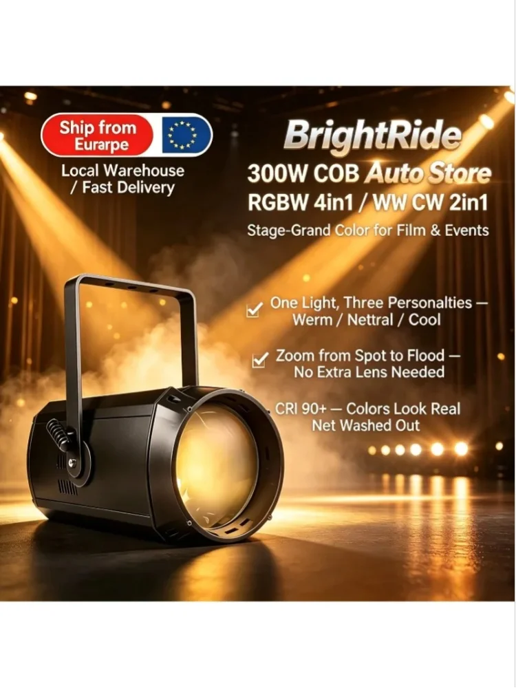 300W COB LED Zoom Bühnenscheinwerfer DMX512 RGBW CW WW Par-Licht für Kirche, Hochzeit, Event, DJ, Disco, Club, Party, Live-Bühnenbeleuchtung