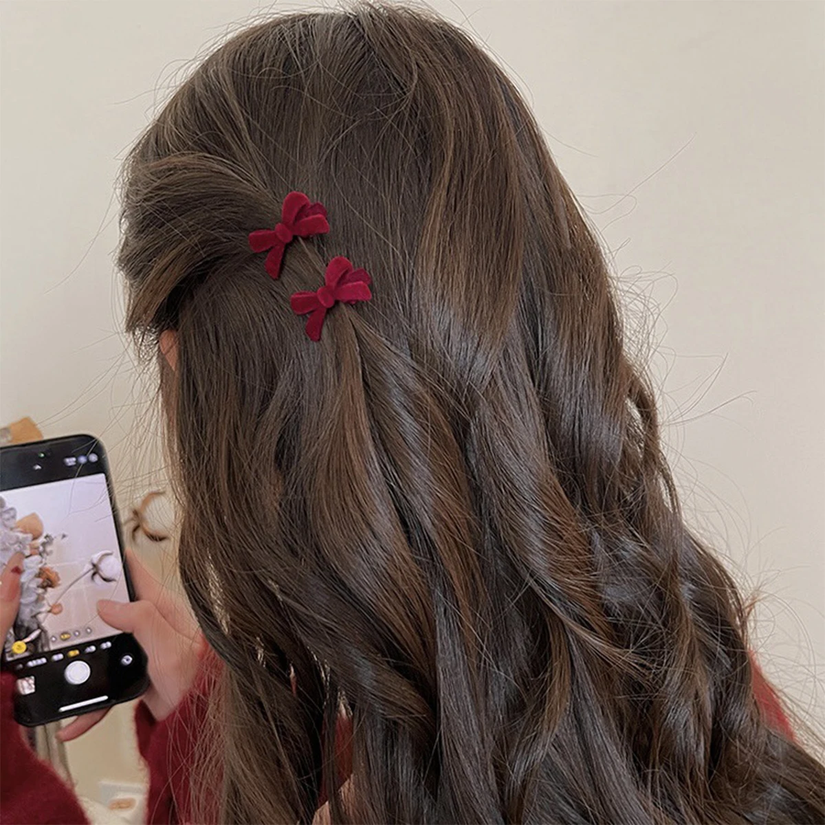 Girly Style Velvet Burgundy Hairpin Sweet Hair Accessories Headdress Great gift for loved ones Princess Sweet Headwear