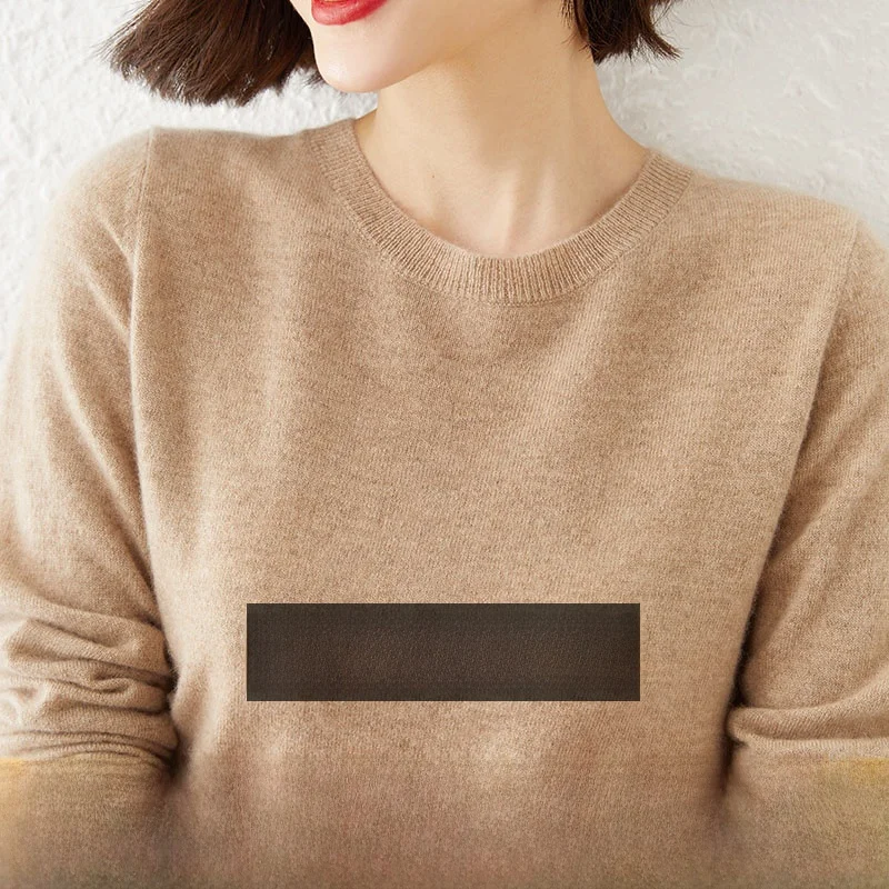 

2025 New Women's Cashmere Knitwear round Neck Long Sleeve Warm Short Style Pure Color Wool Sweater Commute Fashion Snowflake ...