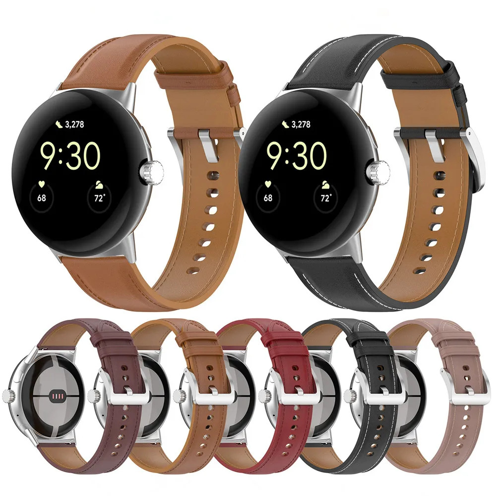 Pulseira de couro genuíno para relógio google pixel 2, pulseira pulseira, cinto para homens