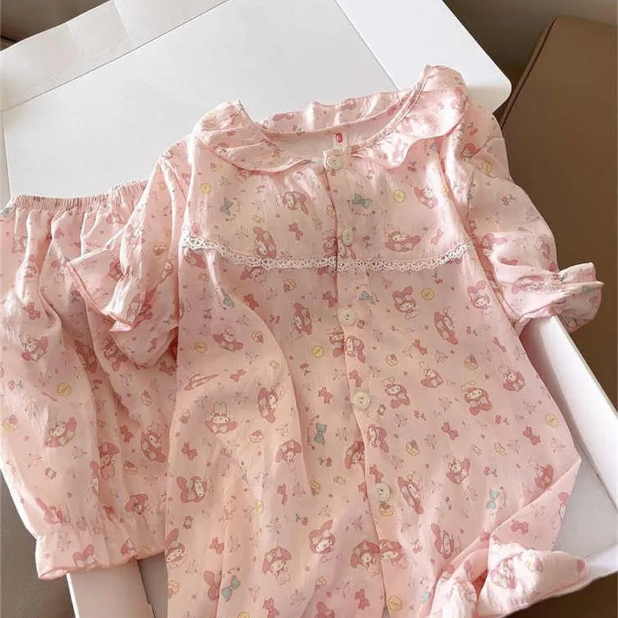 

Disney Cookie Ann Pajamas Set Ladies Summer Home Clothes Short Sleeved Sleepwear Women My Melody Comfortable Nightgown Wear