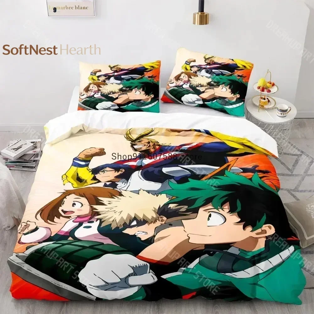 2026 3D Print My Hero Academy Bedding Set Anime Characters Duvet Cover Set 3D Quilt Bed Set Queen King Size Kids Boys Home Texti