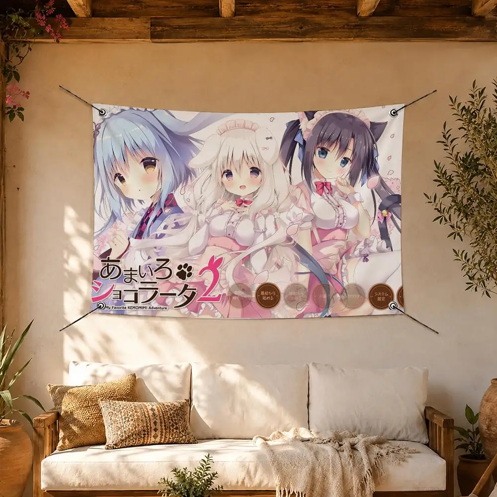 New Game Amairo Chocolate 2 Flags Room Home Decor Wall‑Hanging Art Banner, Outdoor for Bedroom Party Background Decoration