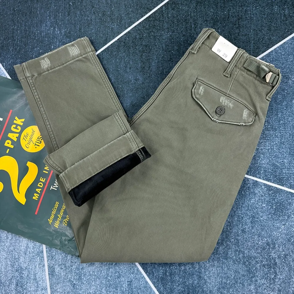 

Fleece Thickened Straight-Legged Casual Pants for Men's Autumn and Winter Warm Cotton Pants American Retro Work Pants