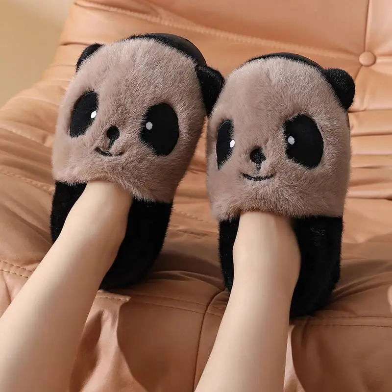 

Women's Panda Home Slippers Winter Closed Heel Cotton Slippers Home Thick Soled Non Slip Thickened Warm Indoor Slippers