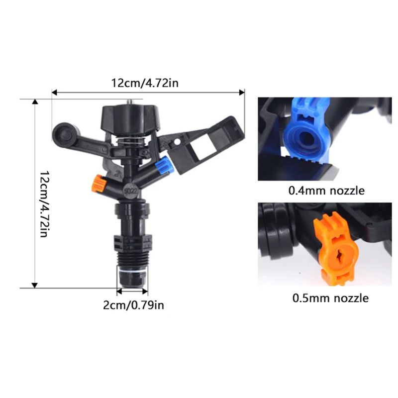 정원 급수 회전 스프링클러 농업 로커 노즐 관개 잔디 스프링클러 관개 1/2 인치 남성 커넥터