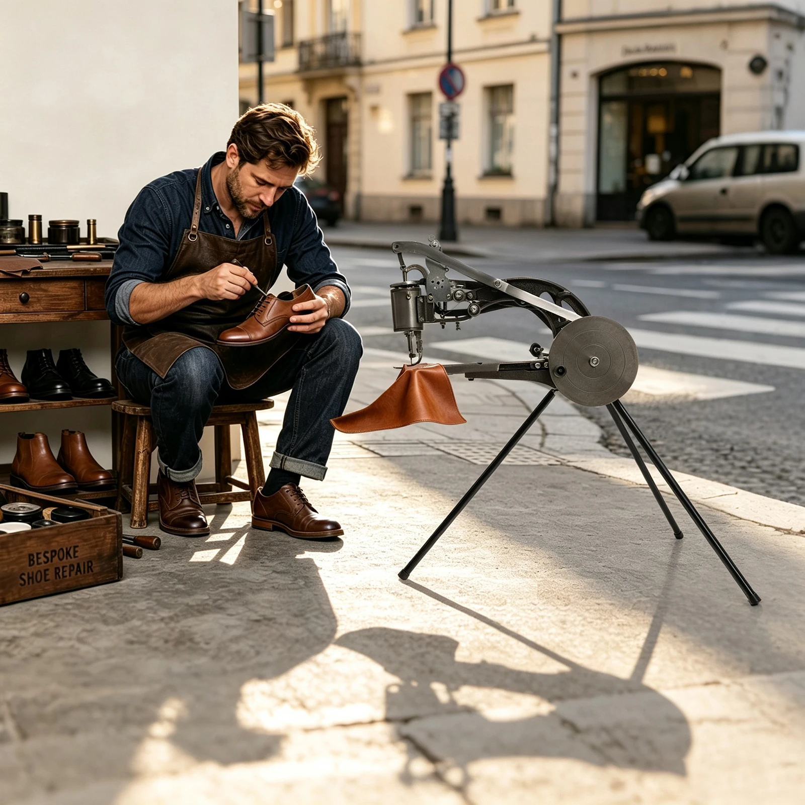 Leder-Schuhmacher-Nähmaschine 360 °   Einstellbare Manuelle Schuhreparatur-Maschine zum Nähen oder Reparieren von Leder, Gummi, Segeltuch