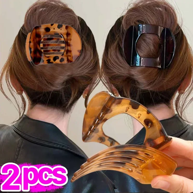 1/2Pcs Matte Arc Shape Hair Claw Women Large Vintage Geometric Plastic Duckbill Hair Clip Ponytail Styling Tool Hair Accessories