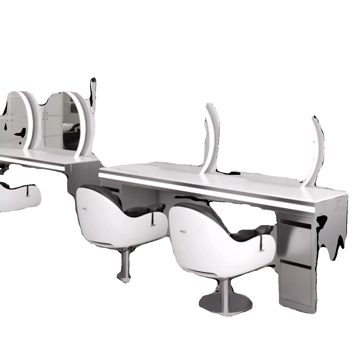 Hair Salon Special Double-sided Four-sided Marble Hair Salon Mirror with Cabinet Perm and Dyeing Table Does Not Include Chairs