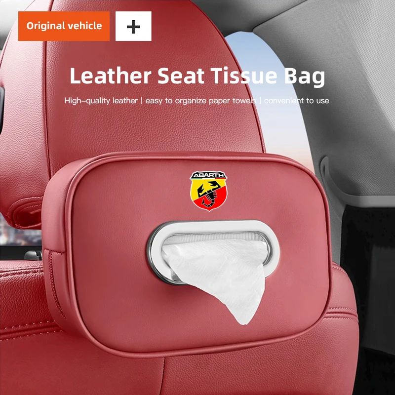 

New PU Leather Car Tissue Box Storage Bag Accessories For Fiat 500 Punto FR Albea Panda Abarth Doblo Stilo Uno Palio Bravo Pondo