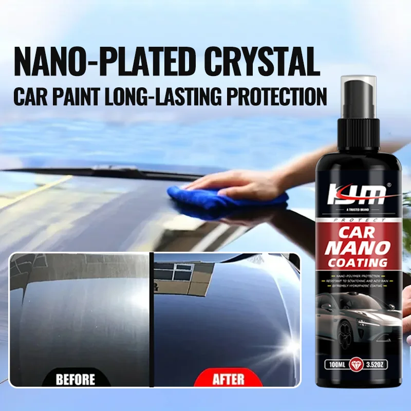 Nano Car Paint Protector Spray - Super Hydrophobic Crystal Coating for Scratch Repair, Gloss Restoration & Long-Lasting Shine