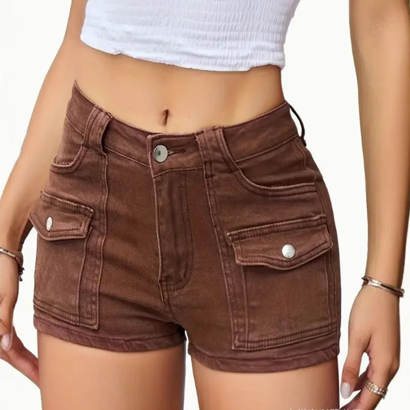 Women's Summer New Stretch Multi-Pocket Denim Shorts