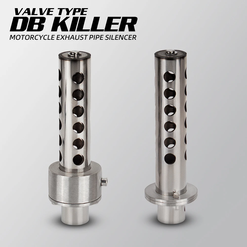 Universal 48mm Insert Baffle Valve Type DB Killer Muffler Motorcycle Exhaust Stainless Steel DB Killer Silencer for 51mm muffler