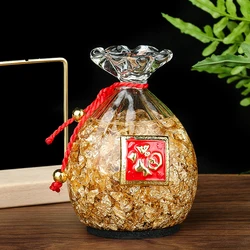 Crystal Gold Foil Fortune Bag Decoration Piece Home Office Charm Fortune Handicraft Creative Feng Shui Ornament Gift