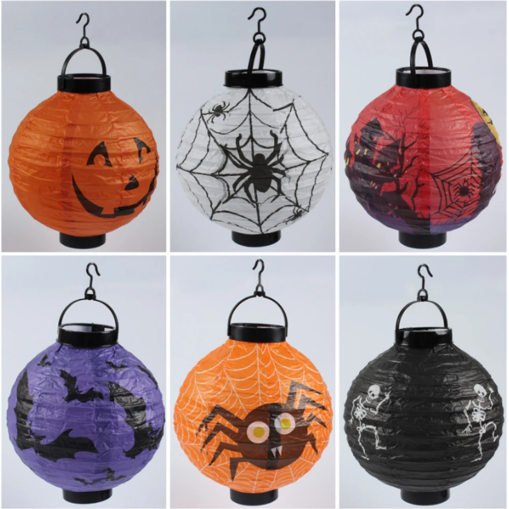 

2 Pcs Glowing Lantern Purple Bat LED Folding Portable Halloween Paper Decor Prop Shine Lamp Festive Home Garden Party