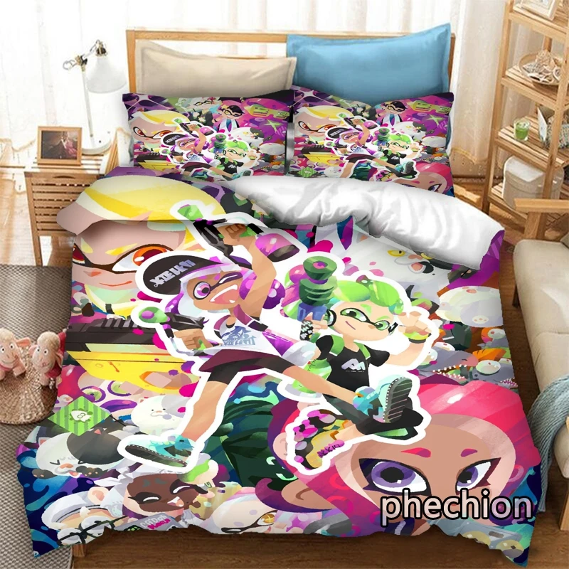 phechion Cartoon Splatoon 3D Print Bedding Set Duvet Covers Pillowcases One Piece Comforter Bedding Sets Bedclothes Bed K387