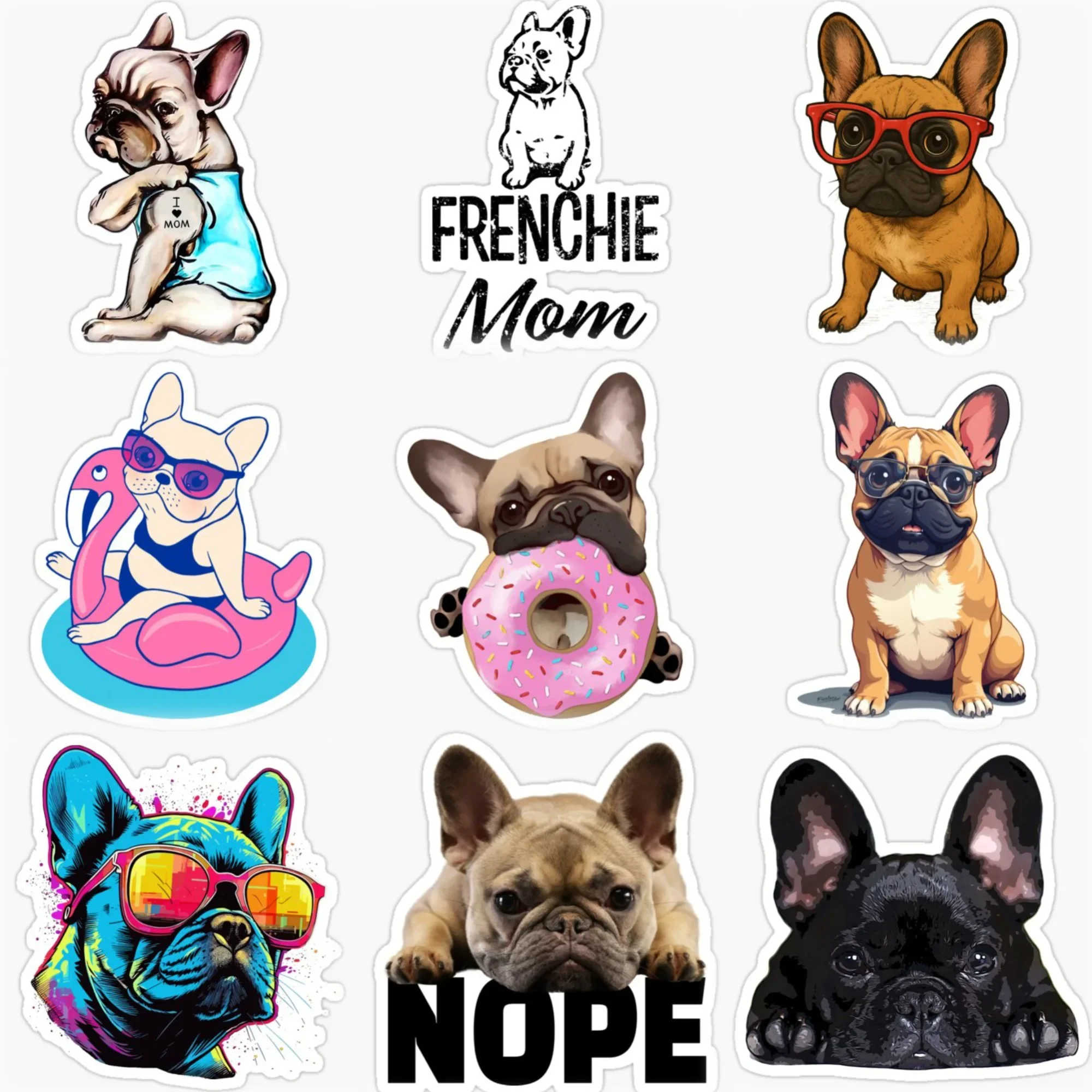 

French Bulldog Cute Pets PVC Car Stickers for Car Van Bicycle Motorcycle Window Helmet Wall Decal Customizable Size