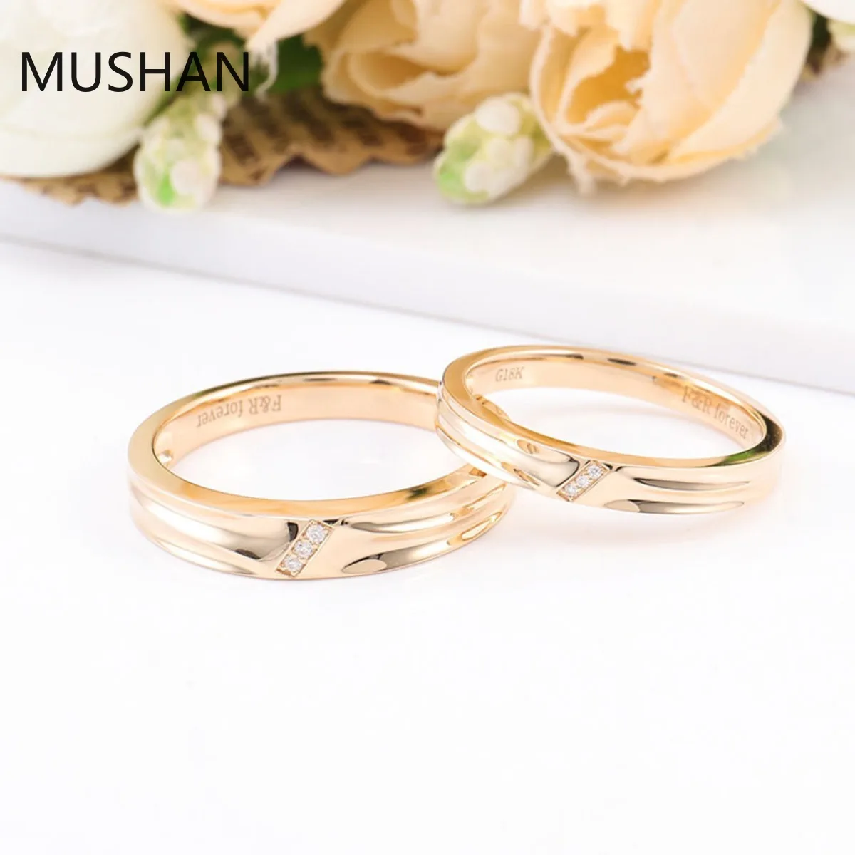 MUSHAN Luxury Custom 14K 18K Gold Rings Band Jewelry With Moissanite Diamond Lab Grown Gemstones Diamond Wedding Ring For Women view 2