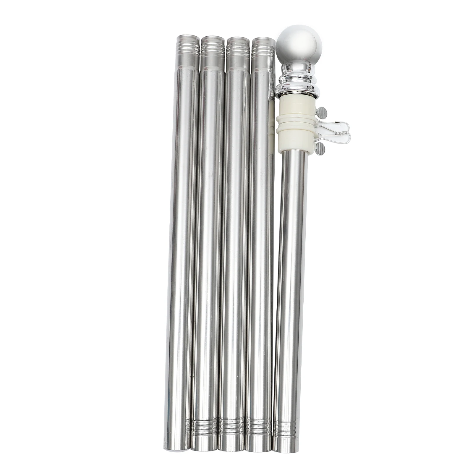 

1set Flagpole Kit 1.8m Stainless Steel Anti winding Rotating Ring Detachable Structure Easy Assemble Outdoor Yard