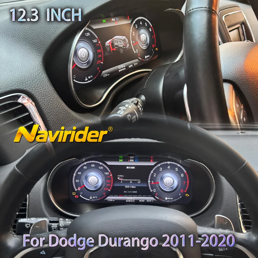 Tachometer For Dodge Durango 2011-2020 Car Gauge Cluster Virtual Cockpit Speedometer Carplay Digital Dashboard Instrument Panel