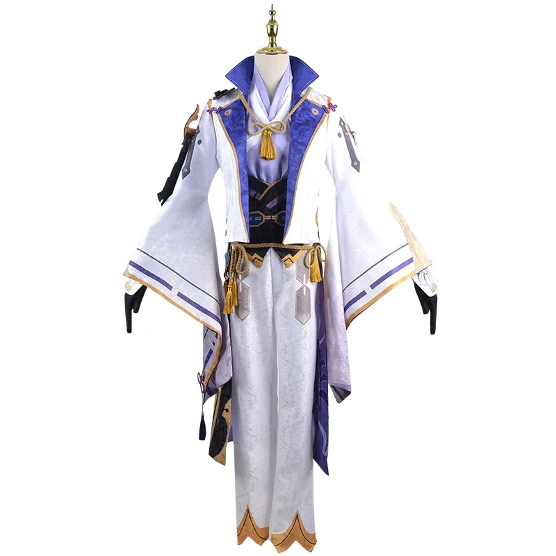 Genshin Impact Kamisato Ayato Cosplay Kostuum Uniform Pruik Anime Halloween Kostuums voor Mannen Game