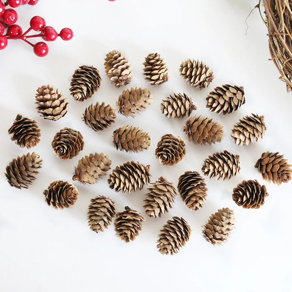 

100 Pcs Songhwa Photo Props Christmas Tree Decor Mini Pine Cone Artificial Vines Creative Wooden Plant Decorations Cones