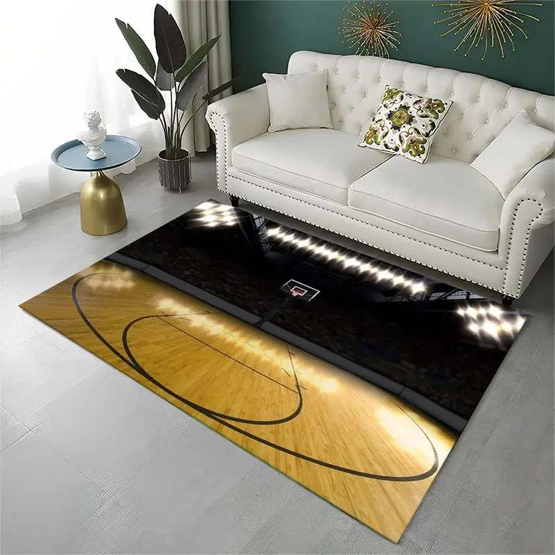 Retro Basketball Court Sport Large Area Rug Non-slip Durable Carpet for Bedroom Living Room Sofa Doormat Home Decor Floor Mat