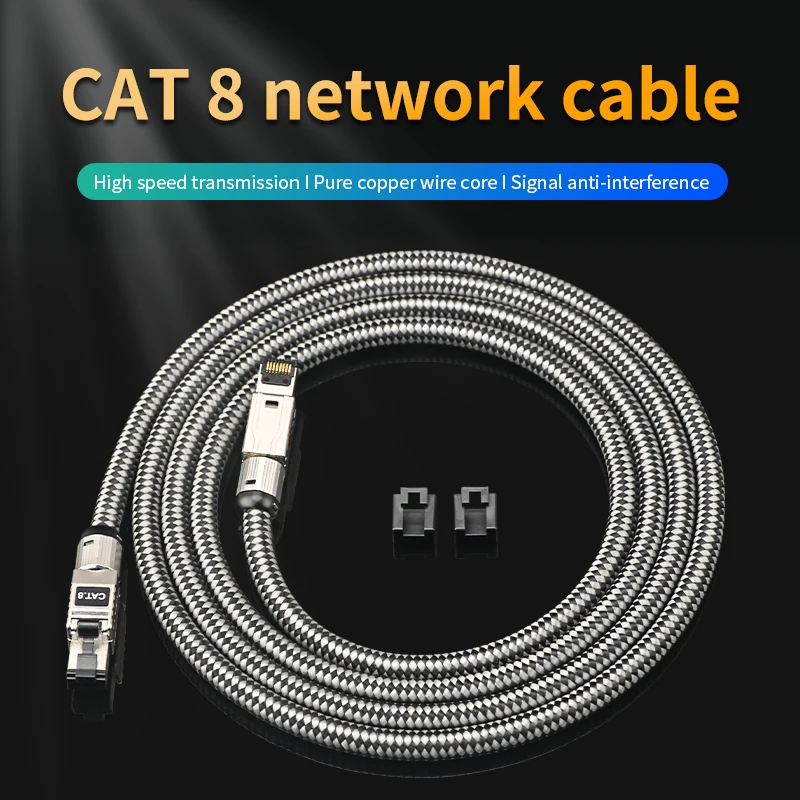 Cat8 network 5N OCC cat8 rj45 Ethernet cable 40Gbps 2000MHz laptop PS4 wifi router Internet LAN cable