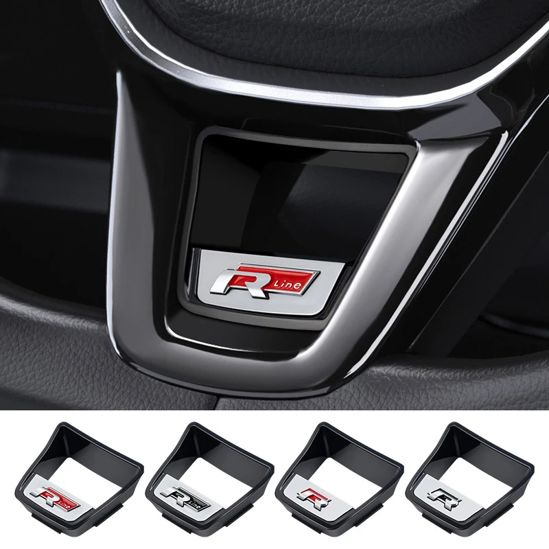Autocollants de garniture de volant de voiture avec logo R Rline, placage ABS, accessoires pour Volkswagen GTI Polo Golf Scirocco Jetta Tiguan