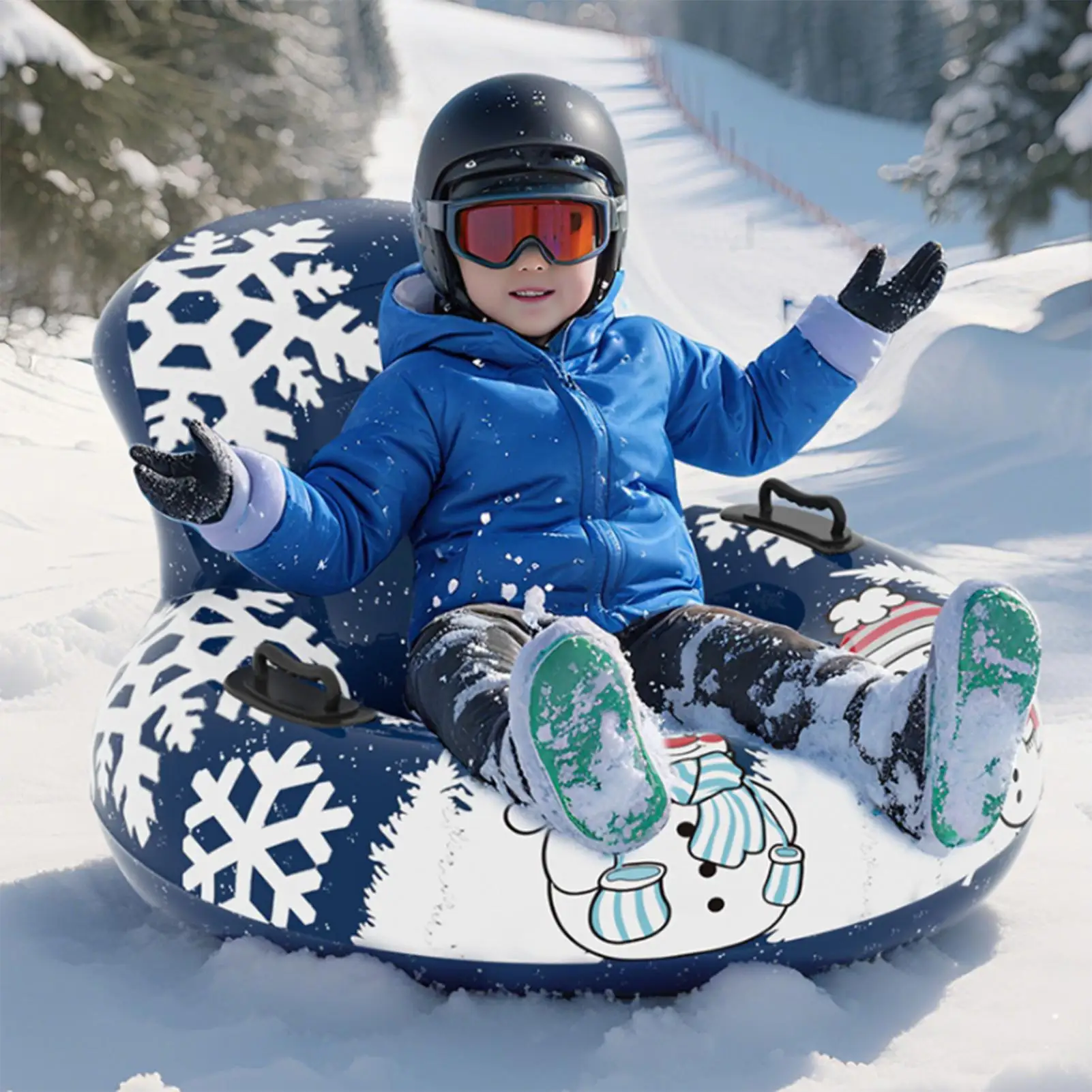 

Надувные санки-тюбинг с ручками для зимних прогулок, для детей и взрослых, для двора, холмов, бассейнов, пляжных вечеринок, зимних видов спорта, игрушка