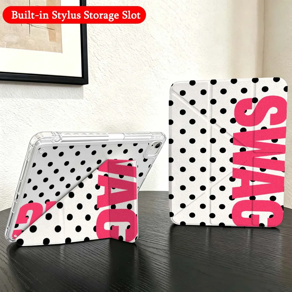 

Polka Dot Lucky For iPad Mini Pro Air 5 6 7 8 9 10th 11th 11 9.7 10.9 13 inch Transparent Y-Shaped Folding Tablet Case